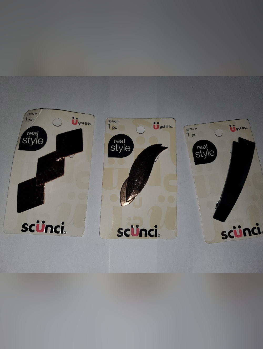 3 Scunci Metal Hair Barrettes